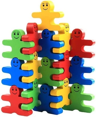 Aiwanto 16Pcs Wood Building Blocks Stacking Games Tile Balance Educational Toys For Kids Children