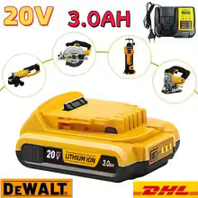 DCB203 20V 3.0Ah rechargeable lithium-ion battery for DeWalt DCB205, DCB206, DCB204, DCB200, DCB182, DCB180, DCD, DCF, and DCG series tools