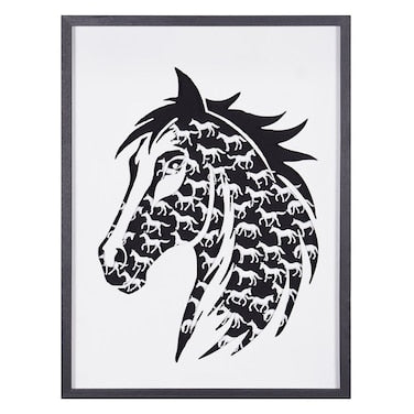 Danube Home Skia Glass & PP Horse In Horse Shadow Boxes Wall Art - 60X80X50cm Abstract Wall Decor For Living Room, Bedroom & Office Modern Home Decoration Decorative Home Accessories