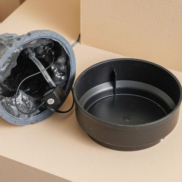 Danube Home Stalaca Nature Indoor Fountain with Soft Yellow Light – Grey Polyresin Water Feature (21×21×28 cm)