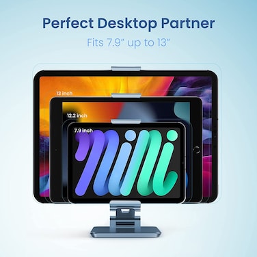 Remson Aluminum Tablet Stand Holder 360° Swivel Rotation, Adjustable iPad Stand for Desk Compatible with 7.9”- 13'' Screen iPad Pro 9.7/10.5/11/12.9, iPad Air, iPad Mini 6/5/4/3/2 and More