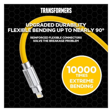 Transformers 3-in-1 Data Sync and Charging Cable TFA03, Yellow, 1.2m