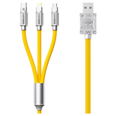 Transformers 3-in-1 Data Sync and Charging Cable TFA03, Yellow, 1.2m