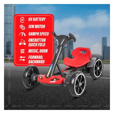 Ziggy Electric Kart Ride-On Toy – Multicolour | Safe, Foldable & Fun Electric Kart for Kids