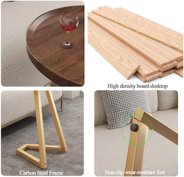 Sofa Tables For Living Room,simple Mobile Coffee Table For Living Room Dining Home Farmhouse Office Balcony Outdoor Center Table With Metal Legs ( Brown)