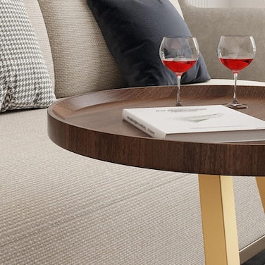 Sofa Tables For Living Room,simple Mobile Coffee Table For Living Room Dining Home Farmhouse Office Balcony Outdoor Center Table With Metal Legs ( Brown)