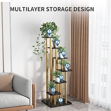 Metal Multi-Layer Flower Plant Stand – 6-Pot Indoor Decorative Shelf for Home & Wedding Décor