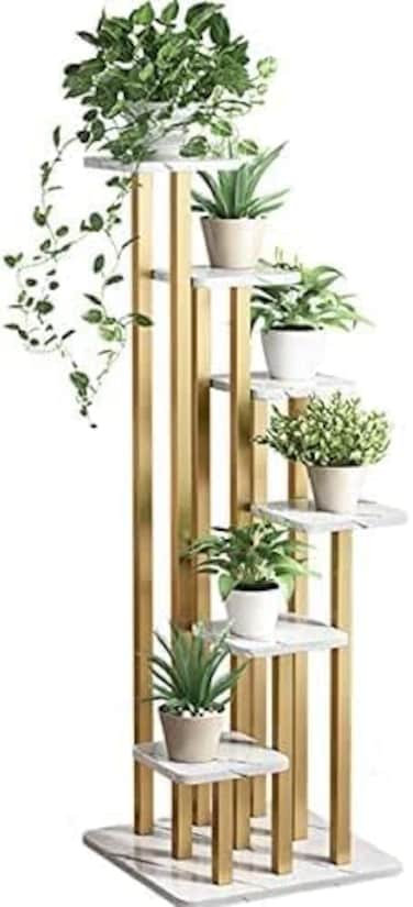 Metal Multi-Layer Flower Plant Stand – 6-Pot Indoor Decorative Shelf for Home & Wedding Décor