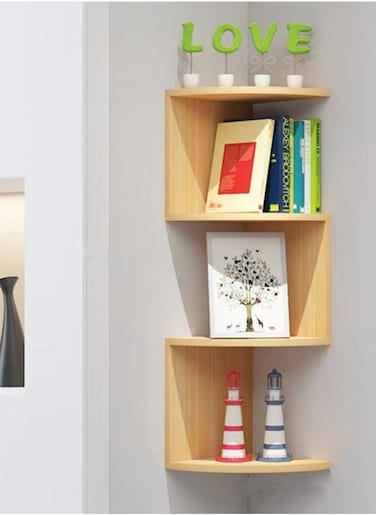 1-Piece Multilayer Floating Corner Shelves Wall Mounted Storage Rack For Home Decoration 64.8x20 Centimeter