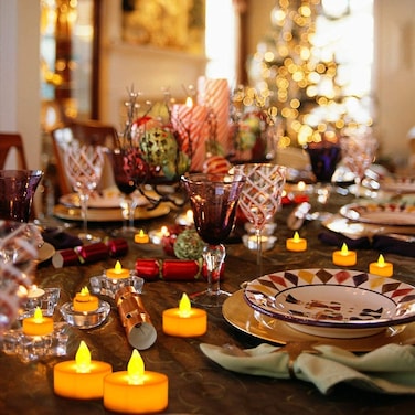 Cuisine Art Bright Flameless LED Tea Light Candles – Battery Powered, Safe & Unscented (Pack of 24)