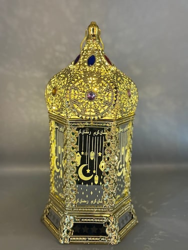 Ramadan Kareem Lantern with Mirror Door – Islamic Eid Mubarak Decorative Metal Lantern