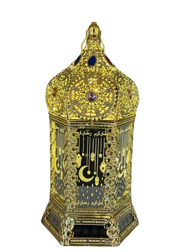Ramadan Kareem Lantern with Mirror Door – Islamic Eid Mubarak Decorative Metal Lantern