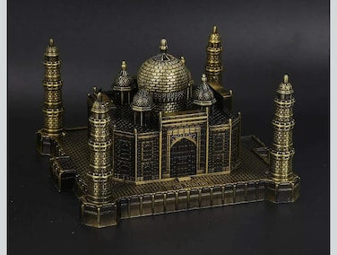 Taj Mahal Metal Set – Indian Landmark Souvenir Miniature for Desk Decor – Decorative Taj Mahal Model for Home, Office, Collectors – Historic India Souvenir Gift, Desktop