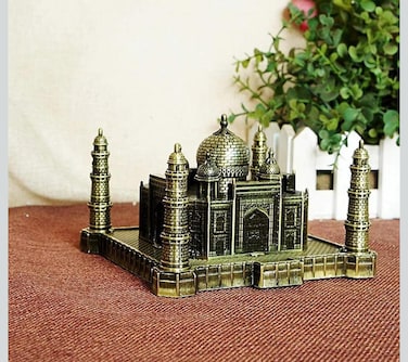 Taj Mahal Metal Set – Indian Landmark Souvenir Miniature for Desk Decor – Decorative Taj Mahal Model for Home, Office, Collectors – Historic India Souvenir Gift, Desktop
