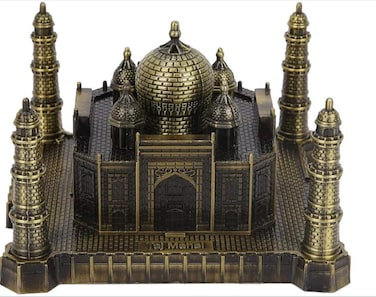 Taj Mahal Metal Set – Indian Landmark Souvenir Miniature for Desk Decor – Decorative Taj Mahal Model for Home, Office, Collectors – Historic India Souvenir Gift, Desktop