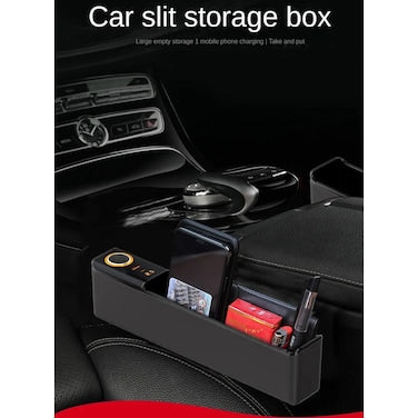 Car Seat Gap Filler with Charging Port (Support QC & PD) and Cigarettte lighter , Car Seat Storage Box with Fast Charging - White