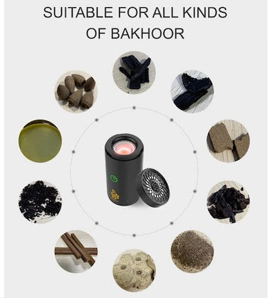 Alsaqer Car Bukhoor USB Type-C Power Bakhoor Rechargeable Electric Mini Portable Incense Burner, Black
