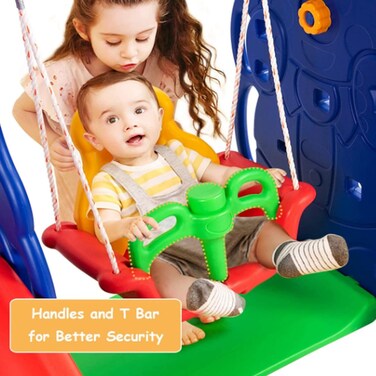 3-in-1 Kids Slide & Swing Playset with Basketball Hoop – Jumbo Indoor/Outdoor Play Structure (Blue) | 160×125×160 cm