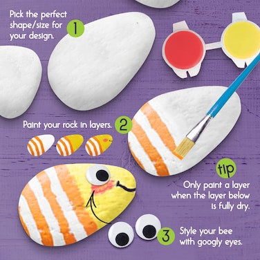 ESSEN Glow-in-the-Dark Rock Painting Kit for Kids – DIY Art & Craft Set with 12 Rocks, 17 Paints & Stickers (Ages 4–12)