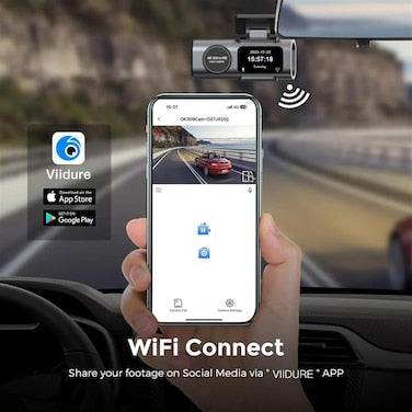 Smart Dash Cam 4K WiFi GPS - Front and Rear Car Camera with App, 4K Ultra HD Dash Camera, USB Easy Setup, Loop Recording, Night Vision, Parking Mode