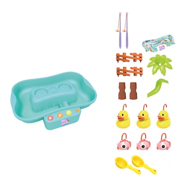 Ogi Mogi Toys Water Circulating Fishing Game with Battery, Preschool Kids Pretend Play Fishing Board Game with Music, Go Fishing Game for Boys and Girls, Gifts for Children Aged 3 and Up