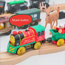 New Christmas Electric Magnetic Train, Christmas Music Light-Up Train, Compatible with All Brands, Wooden Train Track Toys, Christmas Gifts