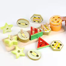 1pc Shape and Color Stacking Cylinder Toy Set, Creative Fruit and Vegetable Recognition Matching Game for Kids