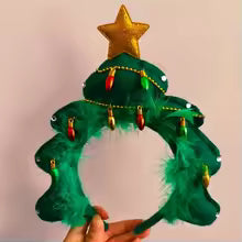 Unique and creative Christmas tree headband, womens holiday photo props, headwear, Christmas decorations, headpiece