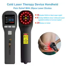 Portable handheld home laser therapy device, physiotherapy, knee pain relief, tennis elbow, arm arthritis, 16x650nm + 4x808nm