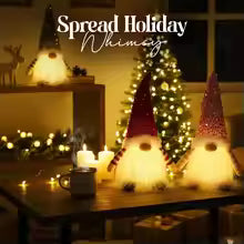 Christmas decorations gnome 2025 30cm light-up rainbow fabric gnome gift for home and table decoration