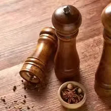 5/8/10 inch Wooden Salt Pepper Grinder Mill Shaker Rotary Kitchen Spice Tool Seasoning Accessory Cooking Essentials
