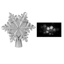 Christmas tree LED snowflake projector lamp, rotating night light, dynamic snowstorm light effect for Christmas tree toppers and decorations.