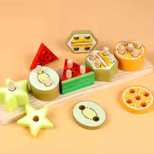 1pc Shape and Color Stacking Cylinder Toy Set, Creative Fruit and Vegetable Recognition Matching Game for Kids