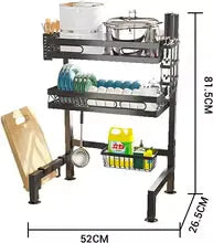 Kitchen over-sink dish rack, over-sink dish drying rack, large capacity 55cm, single/double tier