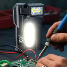 Rechargeable USB flashlight, 1200 lumens adjustable angle torch, zoomable COB LED work light for outdoor camping