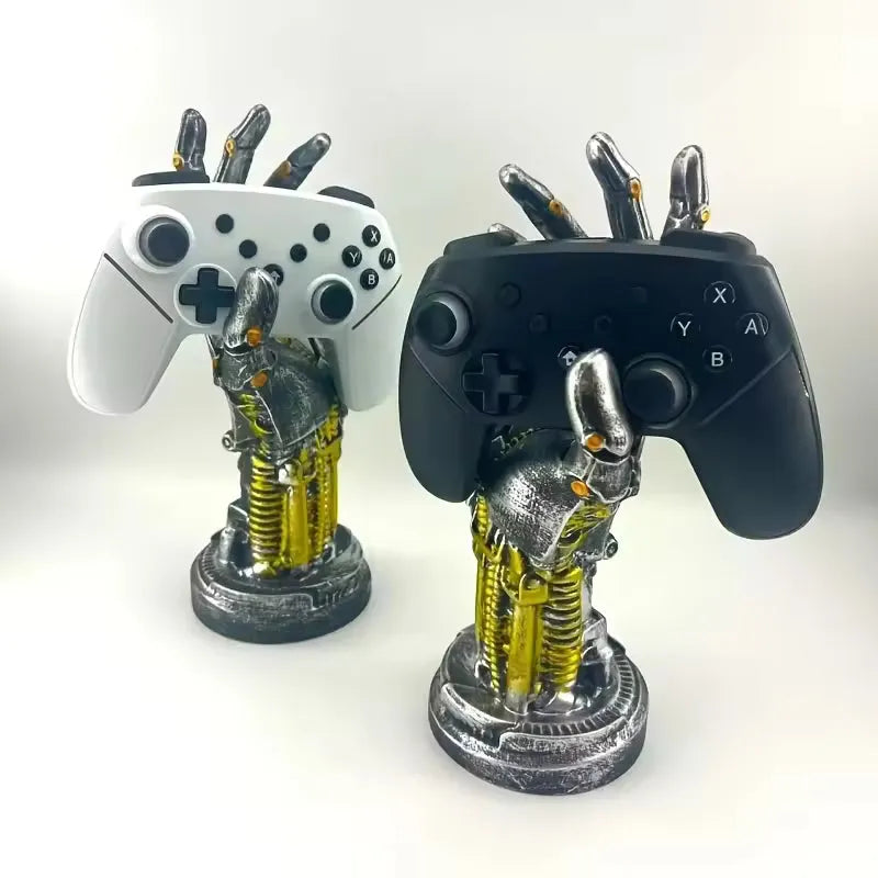 New Creative Gaming Desktop Controller Headset Stand Cyberpunk Mechanical Arm Simulated Robot Hand Sculpture Stautes Decoration