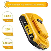 DCB203 20V 3.0Ah rechargeable lithium-ion battery for DeWalt DCB205, DCB206, DCB204, DCB200, DCB182, DCB180, DCD, DCF, and DCG series tools