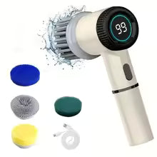 New multi-functional electric cleaning brush for kitchen, bathroom, and toilet; powerful portable cleaning brush with LED display.
