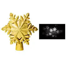 Christmas tree LED snowflake projector lamp, rotating night light, dynamic snowstorm light effect for Christmas tree toppers and decorations.