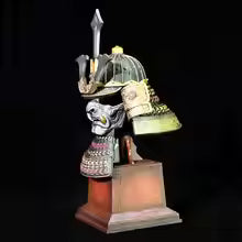 A finished model of antique helmet crafts for home decor, home decorations, from the helmet's hilt.