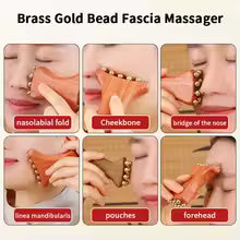 Copper Gold Facial Bead Lifting Cheek Beauty Massage Gua Sha Lymphatic Drainage Trigger Point Relaxation Massager