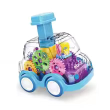 Children's Cartoon Press Gear Car Toy Pull Back Transparent Car Baby Puzzle Sliding Toy Toddler Boy Girl 1-3 Years Gift