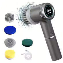 New multi-functional electric cleaning brush for kitchen, bathroom, and toilet; powerful portable cleaning brush with LED display.