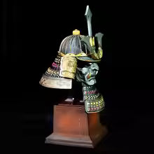 A finished model of antique helmet crafts for home decor, home decorations, from the helmet's hilt.
