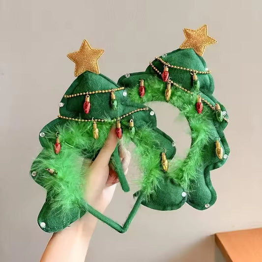 Unique and creative Christmas tree headband, womens holiday photo props, headwear, Christmas decorations, headpiece