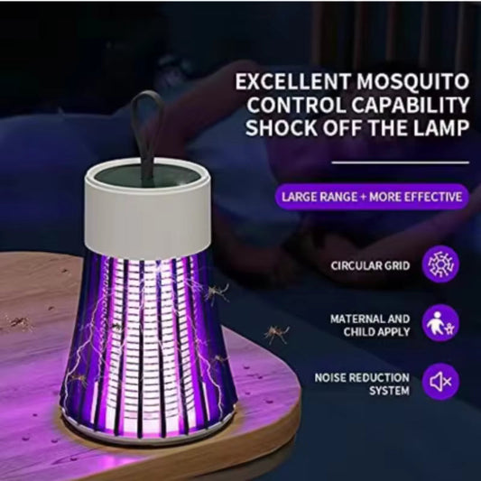 Portable electric mosquito killer lamp with UV light, 2-in-1 mosquito control lamp, USB rechargeable, silent fly trap, pest control for camping and home use.