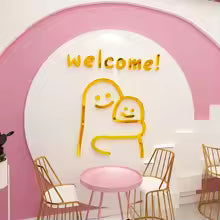 3D Acrylic Wall Stickers, Cartoon Hug, for Kids' Room, Hug Living Room Decor, DIY Wall Sticker Assembly, Home Decor