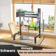 Kitchen over-sink dish rack, over-sink dish drying rack, large capacity 55cm, single/double tier