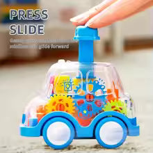 Children's Cartoon Press Gear Car Toy Pull Back Transparent Car Baby Puzzle Sliding Toy Toddler Boy Girl 1-3 Years Gift